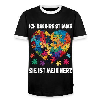 Autismus Menschen mit autistischem Kind - Männer Kontrast-T-Shirt - Schwarz/Weiß - Vorne - AI Model Female 172 light (172cm) & AI Model Male 178 light (178cm)