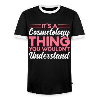 Kosmetologie Geschenk Kosmetikerin - Männer Kontrast-T-Shirt - Schwarz/Weiß - Vorne - AI Model Female 172 light (172cm) & AI Model Male 178 light (178cm)