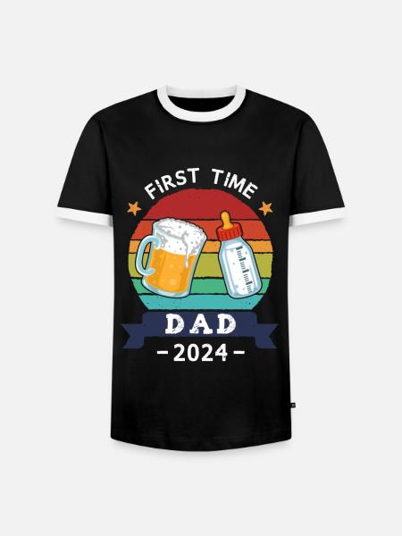 First Time Dad 2024 - Männer Kontrast-T-Shirt - Schwarz/Weiß