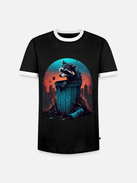 Raccoon Waschbär - Männer Kontrast-T-Shirt - Schwarz/Weiß