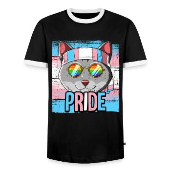 Pride LGBTQ Transgender Flagge Kostüm Pride Month - Männer Kontrast-T-Shirt - Schwarz/Weiß - Vorne - AI Model Female 172 light (172cm) & AI Model Male 178 light (178cm)