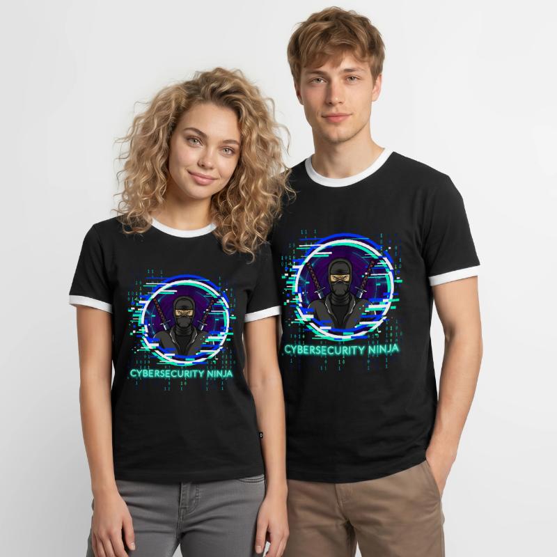 Cybersecurity Ninja Code Programmierer Nerd Männer Kontrast-T-Shirt