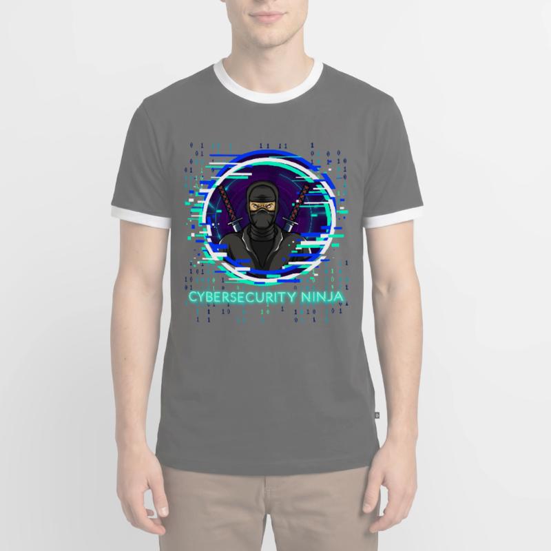 Cybersecurity Ninja Code Programmierer Nerd Männer Kontrast-T-Shirt