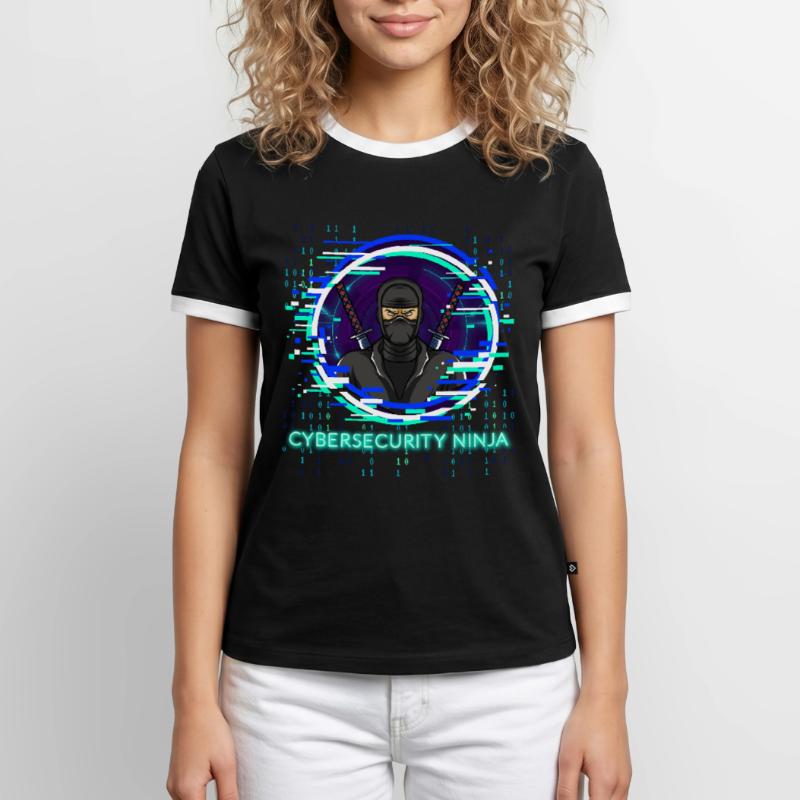 Cybersecurity Ninja Code Programmierer Nerd Männer Kontrast-T-Shirt