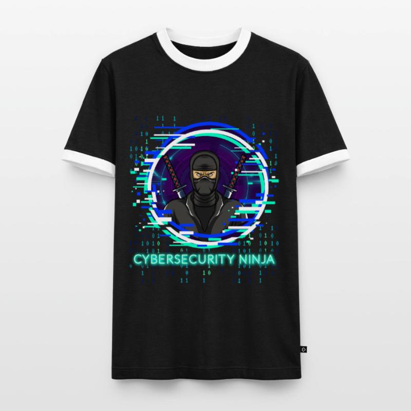 Cybersecurity Ninja Code Programmierer Nerd Männer Kontrast-T-Shirt