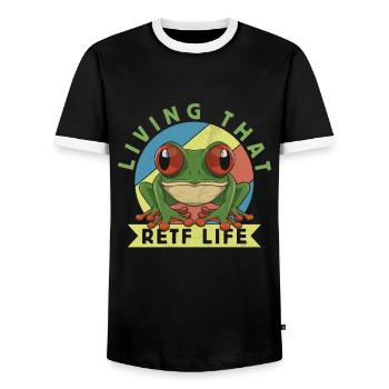 Conception de grenouille aux yeux rouges pour un chasseur de grenouilles - T-shirt contrasté Homme - noir/blanc - Devant - AI Model Female 172 light (172cm) & AI Model Male 178 light (178cm)
