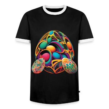 An Abstract Interpretation Of Awesome Easter Eggs - Men's Ringer Shirt - black/white - Front - AI Model Female 172 light (172cm) & AI Model Male 178 light (178cm)