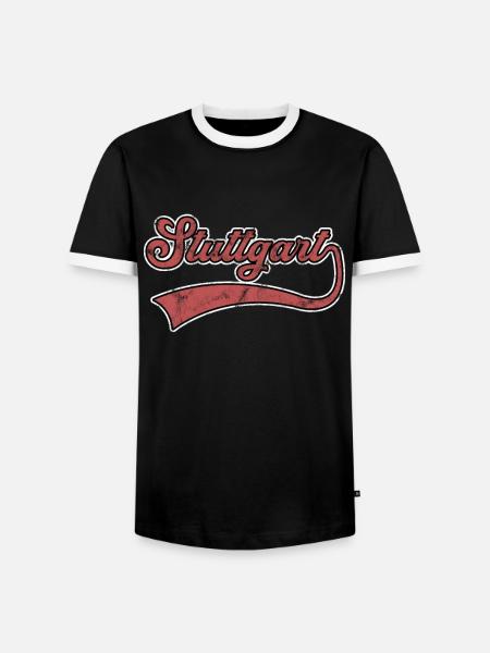 Stuttgart lettering - Men's Ringer Shirt - black/white
