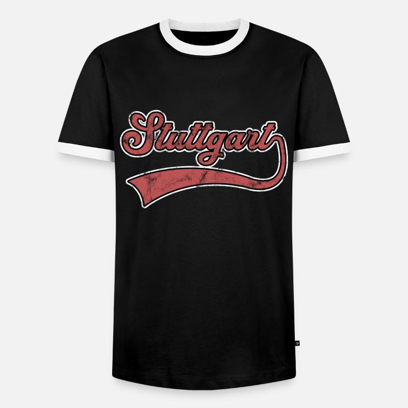 Stuttgart lettering - Men's Ringer Shirt - black/white