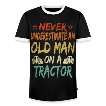 Never underestimate an old man tractor - Men's Ringer Shirt - black/white - Front - AI Model Female 172 light (172cm) & AI Model Male 178 light (178cm)