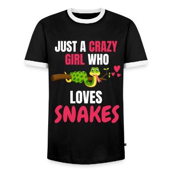 Reptile Zoo Animal Girl Gift Snake - Men's Ringer Shirt - black/white - Front - AI Model Female 172 light (172cm) & AI Model Male 178 light (178cm)