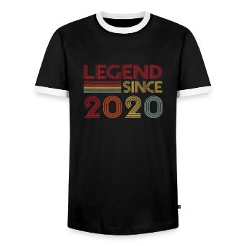 2020 Birthday Legend since Retro Vintage - Men's Ringer Shirt - black/white - Front - AI Model Female 172 light (172cm) & AI Model Male 178 light (178cm)