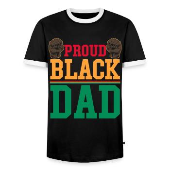 African Father Africa King Afro Pride - Men's Ringer Shirt - black/white - Front - AI Model Female 172 light (172cm) & AI Model Male 178 light (178cm)