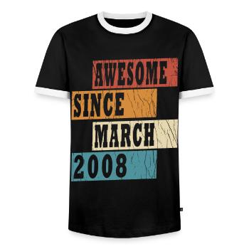 March 2008, 15 years birthday children - Men's Ringer Shirt - black/white - Front - AI Model Female 172 light (172cm) & AI Model Male 178 light (178cm)
