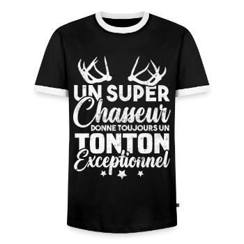 Un super chasseur donne un tonton exceptionnel - T-shirt contrasté Homme - noir/blanc - Devant - AI Model Female 172 light (172cm) & AI Model Male 178 light (178cm)