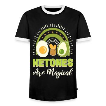 Les cétones sont magiques Keto Diet Keto - T-shirt contrasté Homme - noir/blanc - Devant - AI Model Female 172 light (172cm) & AI Model Male 178 light (178cm)