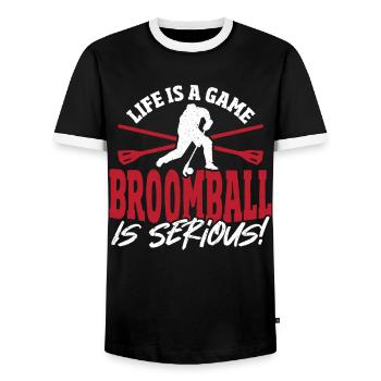 Broomball Broom Ball Broomball Lovers - T-shirt contrasté Homme - noir/blanc - Devant - AI Model Female 172 light (172cm) & AI Model Male 178 light (178cm)