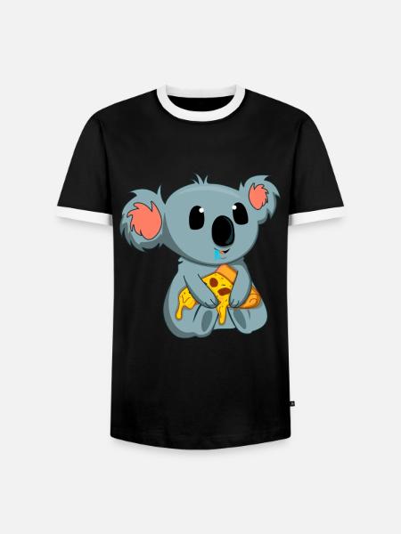 Pizza-Esser Koala-Liebhaber Tier Koala-Bär - Männer Kontrast-T-Shirt - Schwarz/Weiß