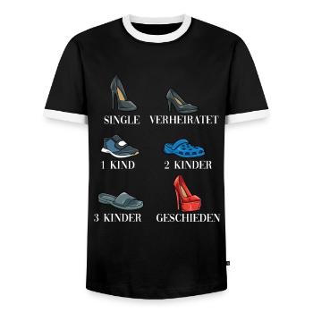 Leben einer Frau Single Verheiratet Geschieden - Männer Kontrast-T-Shirt - Schwarz/Weiß - Vorne - AI Model Female 172 light (172cm) & AI Model Male 178 light (178cm)