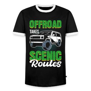Offroader Offroading Off-Roading Rock Crawling - T-shirt contrasté Homme - noir/blanc - Devant - AI Model Female 172 light (172cm) & AI Model Male 178 light (178cm)