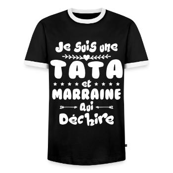Je suis une Tata et Marraine qui déchire - T-shirt contrasté Homme - noir/blanc - Devant - AI Model Female 172 light (172cm) & AI Model Male 178 light (178cm)