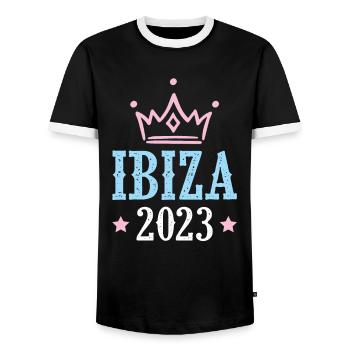 Ibiza 2023 - Männer Kontrast-T-Shirt - Schwarz/Weiß - Vorne - AI Model Female 172 light (172cm) & AI Model Male 178 light (178cm)