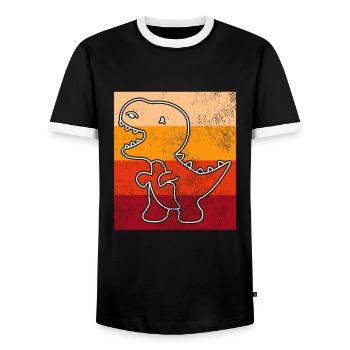 Dino Dinosaur Retro - Men's Ringer Shirt - black/white - Front - AI Model Female 172 light (172cm) & AI Model Male 178 light (178cm)