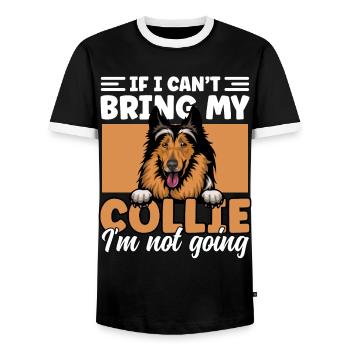 If I Can't Bring My Collie I'm Not Going Funny - Men's Ringer Shirt - black/white - Front - AI Model Female 172 light (172cm) & AI Model Male 178 light (178cm)
