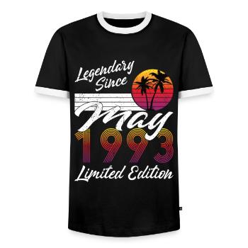 30e anniversaire né en mai 1993 Légendaire 1993 - T-shirt contrasté Homme - noir/blanc - Devant - AI Model Female 172 light (172cm) & AI Model Male 178 light (178cm)