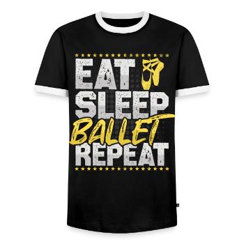 Ballet Manger Dormir Répéter Tutu Ballet - T-shirt contrasté Homme - noir/blanc - Devant - AI Model Female 172 light (172cm) & AI Model Male 178 light (178cm)