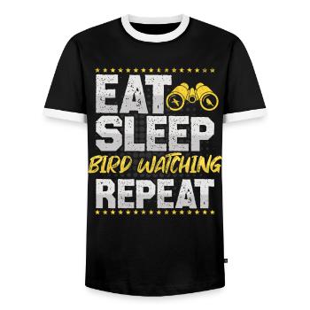Bird Watching Eat Sleep Repeat Bird Guide - Men's Ringer Shirt - black/white - Front - AI Model Female 172 light (172cm) & AI Model Male 178 light (178cm)
