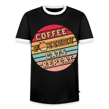 Ceramic Oven Cermaicist Ceramic Clay Oven Pot - Men's Ringer Shirt - black/white - Front - AI Model Female 172 light (172cm) & AI Model Male 178 light (178cm)