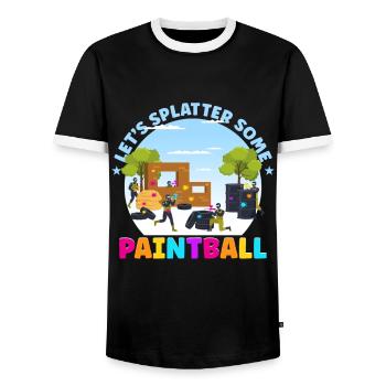 Let's spray paintball team sports - Men's Ringer Shirt - black/white - Front - AI Model Female 172 light (172cm) & AI Model Male 178 light (178cm)