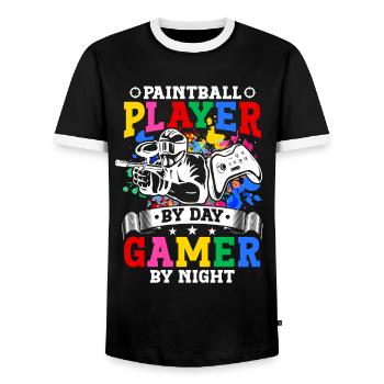 Paintball-spieler Bei Tag Gamer Bei Nacht Sport - Männer Kontrast-T-Shirt - Schwarz/Weiß - Vorne - AI Model Female 172 light (172cm) & AI Model Male 178 light (178cm)