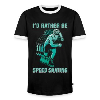 Speed Skating I'd Rather Be Winter Sports Skate - Männer Kontrast-T-Shirt - Schwarz/Weiß - Vorne - AI Model Female 172 light (172cm) & AI Model Male 178 light (178cm)