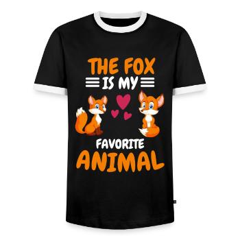 Favorite Animal Woodland Animal Funny Gift Fox - Men's Ringer Shirt - black/white - Front - AI Model Female 172 light (172cm) & AI Model Male 178 light (178cm)