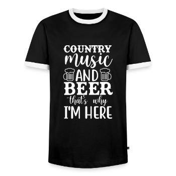 Liebe Country Musik Design Zitat Country Musik - Männer Kontrast-T-Shirt - Schwarz/Weiß - Vorne - AI Model Female 172 light (172cm) & AI Model Male 178 light (178cm)
