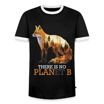 There is no Planet B endangered species - Men's Ringer Shirt - black/white - Front - AI Model Female 172 light (172cm) & AI Model Male 178 light (178cm)