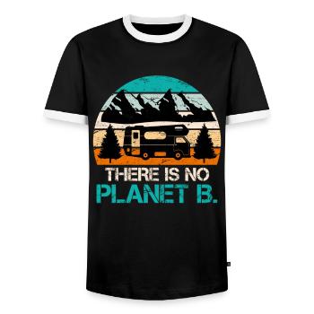 There is no Planet B Mission Erde Umweltliebe - Männer Kontrast-T-Shirt - Schwarz/Weiß - Vorne - AI Model Female 172 light (172cm) & AI Model Male 178 light (178cm)
