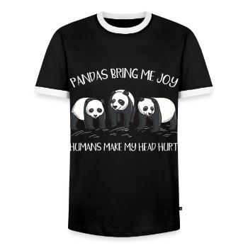 Pandas make me happy - Men's Ringer Shirt - black/white - Front - AI Model Female 172 light (172cm) & AI Model Male 178 light (178cm)
