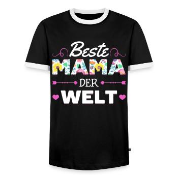 Pour la meilleure maman du monde! Pour la fête des mères - T-shirt contrasté Homme - noir/blanc - Devant - AI Model Female 172 light (172cm) & AI Model Male 178 light (178cm)