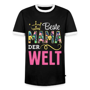 Pour la meilleure maman du monde! Pour la fête des mères - T-shirt contrasté Homme - noir/blanc - Devant - AI Model Female 172 light (172cm) & AI Model Male 178 light (178cm)