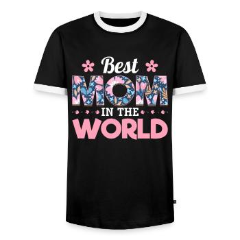 Pour la meilleure maman du monde! Pour la fête des mères - T-shirt contrasté Homme - noir/blanc - Devant - AI Model Female 172 light (172cm) & AI Model Male 178 light (178cm)
