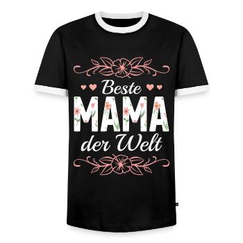 Pour la meilleure maman du monde! Pour la fête des mères - T-shirt contrasté Homme - noir/blanc - Devant - AI Model Female 172 light (172cm) & AI Model Male 178 light (178cm)