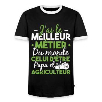 Papa et Agriculteur - Humour papa agriculteur - T-shirt contrasté Homme - noir/blanc - Devant - AI Model Female 172 light (172cm) & AI Model Male 178 light (178cm)