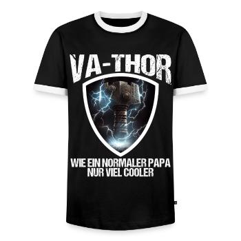 Papa Vathor Va Thor Vatertag Vatertagsgeschenk - Männer Kontrast-T-Shirt - Schwarz/Weiß - Vorne - AI Model Female 172 light (172cm) & AI Model Male 178 light (178cm)