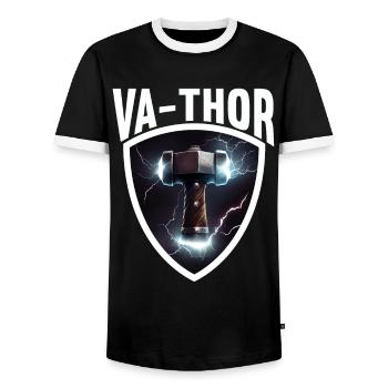 Papa Vathor Va Thor Vatertag Vatertagsgeschenk - Männer Kontrast-T-Shirt - Schwarz/Weiß - Vorne - AI Model Female 172 light (172cm) & AI Model Male 178 light (178cm)