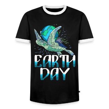 Jour de la Terre Mère Nature Tortue de mer - T-shirt contrasté Homme - noir/blanc - Devant - AI Model Female 172 light (172cm) & AI Model Male 178 light (178cm)