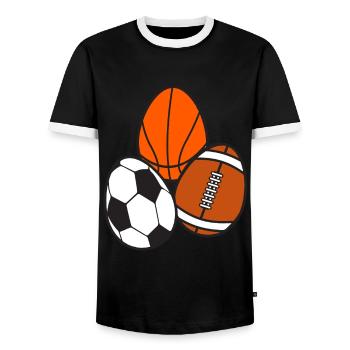 Football américain Sport Soccer Basketball - T-shirt contrasté Homme - noir/blanc - Devant - AI Model Female 172 light (172cm) & AI Model Male 178 light (178cm)