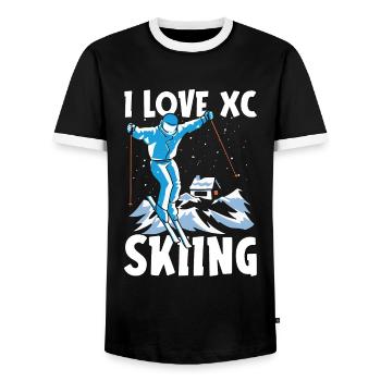 Cross Country Skiing I Love XC Skiing Winter Sport - Männer Kontrast-T-Shirt - Schwarz/Weiß - Vorne - AI Model Female 172 light (172cm) & AI Model Male 178 light (178cm)